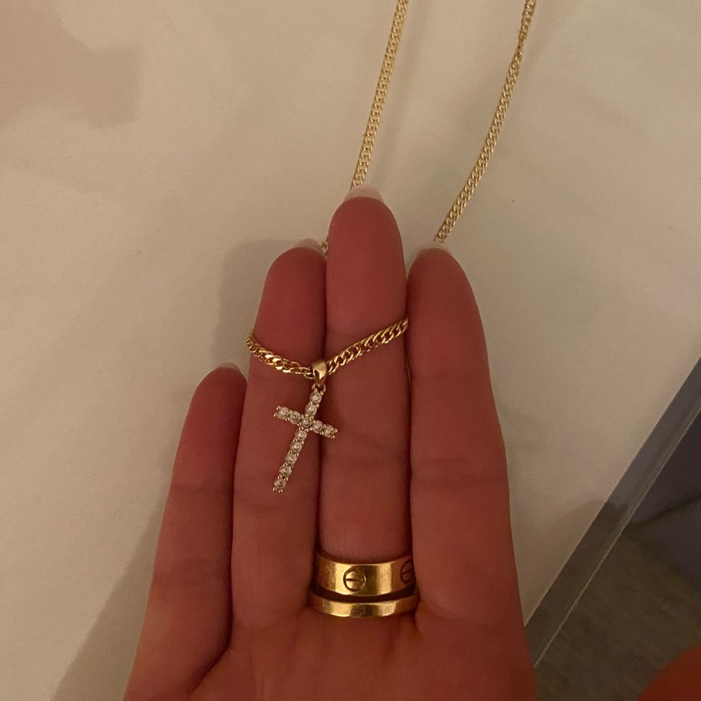 Gold and Silver Cross Pendant Necklace
